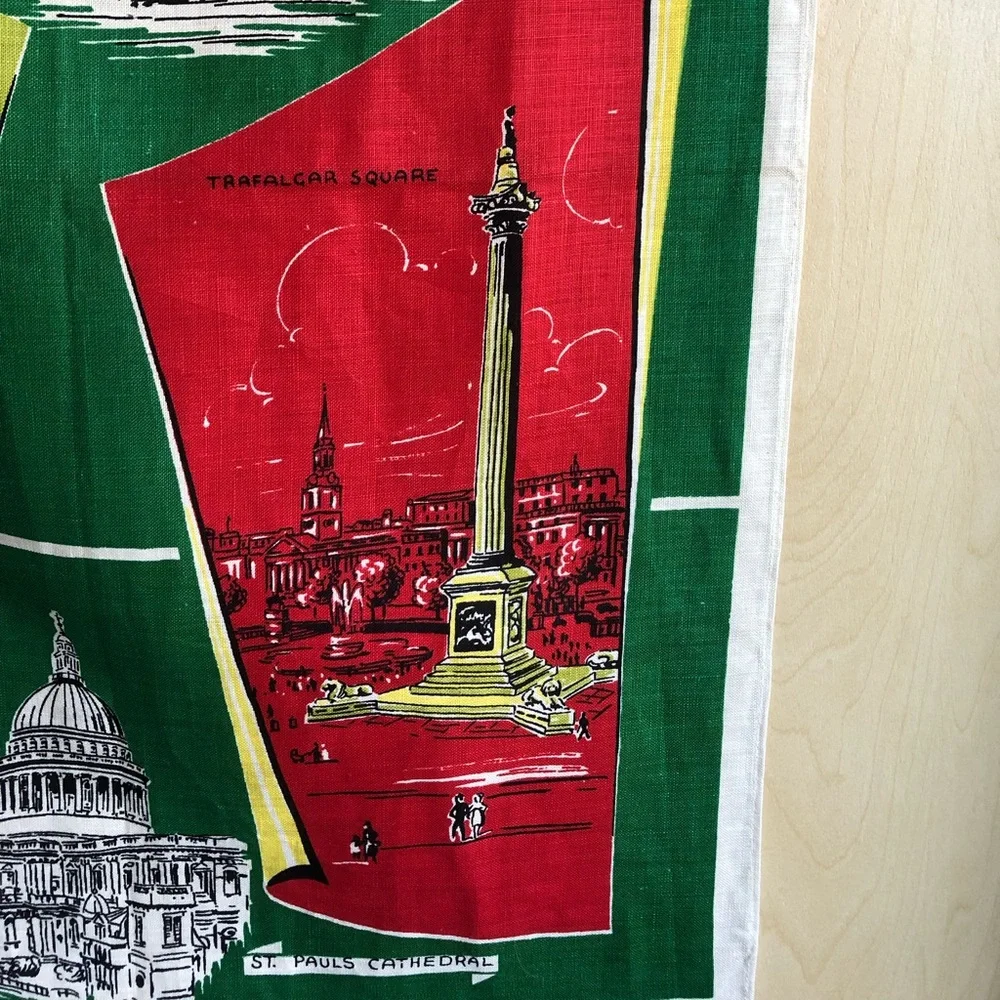 London Linen Tea Towel, Vintage England UK Tourist Souvenir
